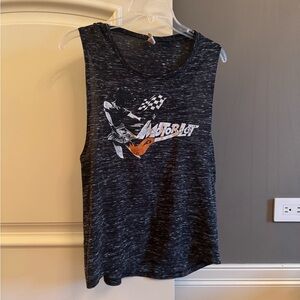 Black Motoblot Graphic Sleeveless Top